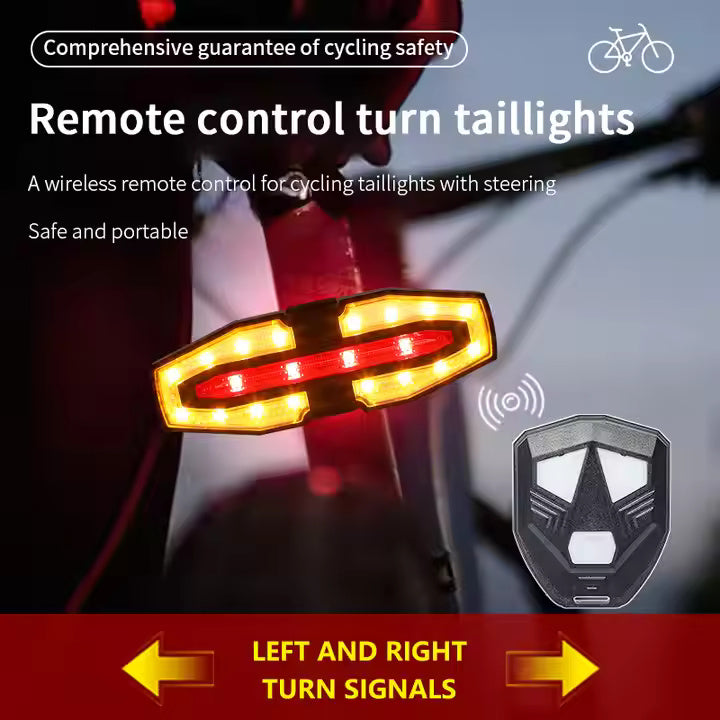 USB Rechargeable Bike Turn Signals Wireless Remote Control Waterproof Rear Light