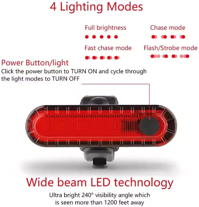 Stroller and Cyclist Front & Rear Lights- Rechargeable