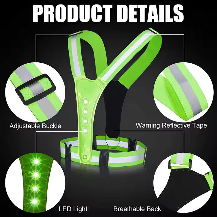 Cyclist’s Safety Vest W/Front & Back Lights