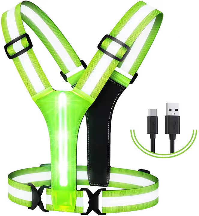 Rechargeable Led Light Night Running Vest, Reflective, Front Light