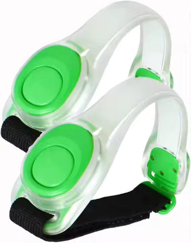Package of 2 - Green LED Glow Armbands Bracelets Lights up Flashlights Ankle Band Flashing Safety Light