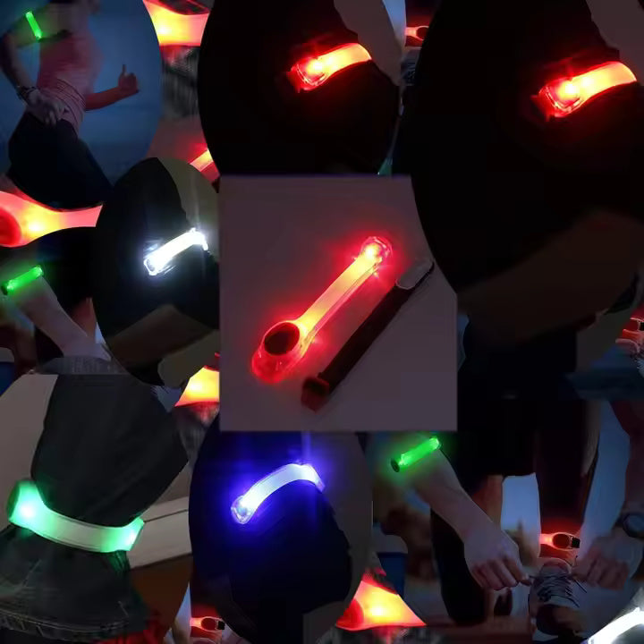 3 Packages of 2 Each - 6 Total. Green LED Glow Armbands Bracelets Lights up Flashlights Ankle Band Flashing Safety Light