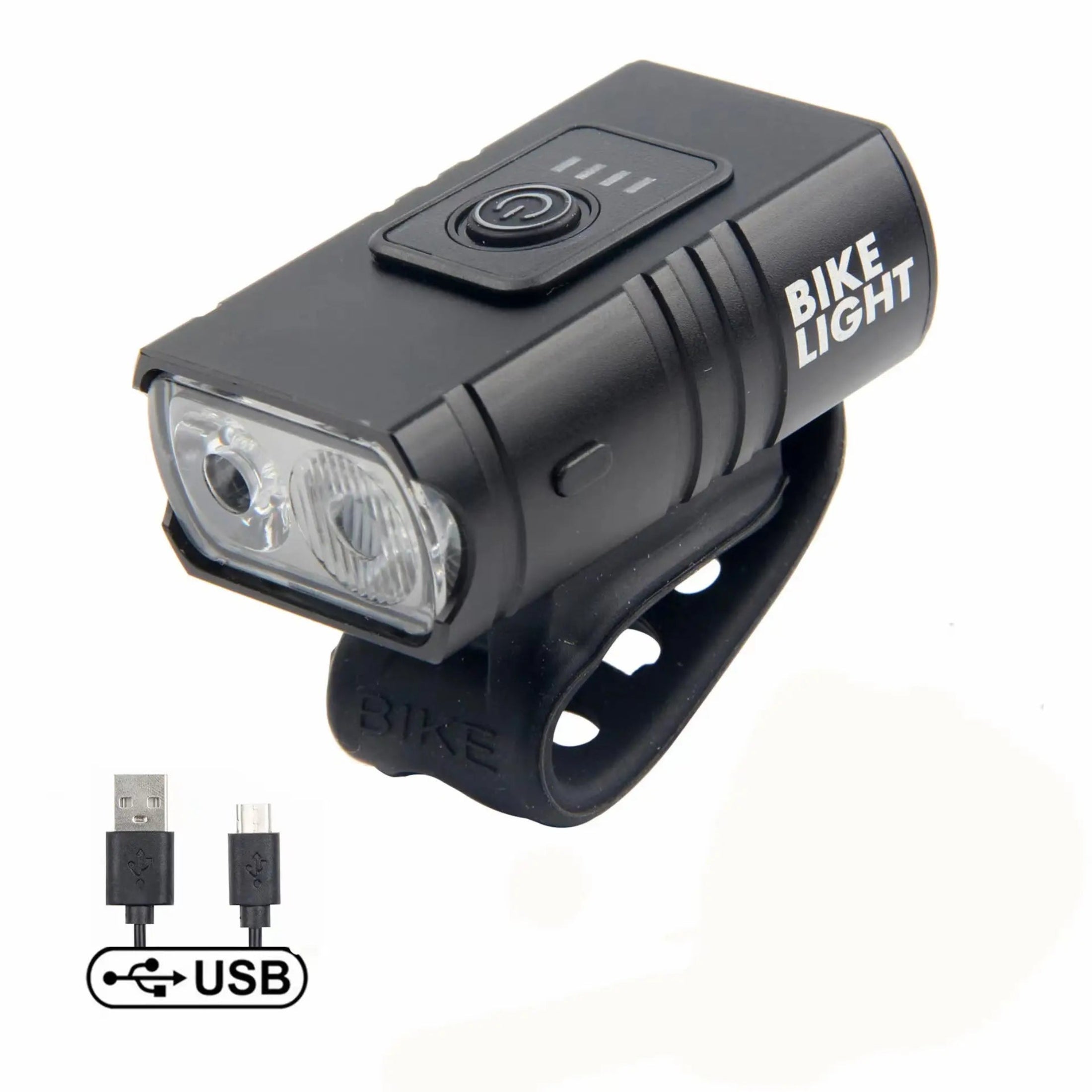 Bike Light USB Rechargeable LED Waterproof - Includes Rear Rechargeable Taillight