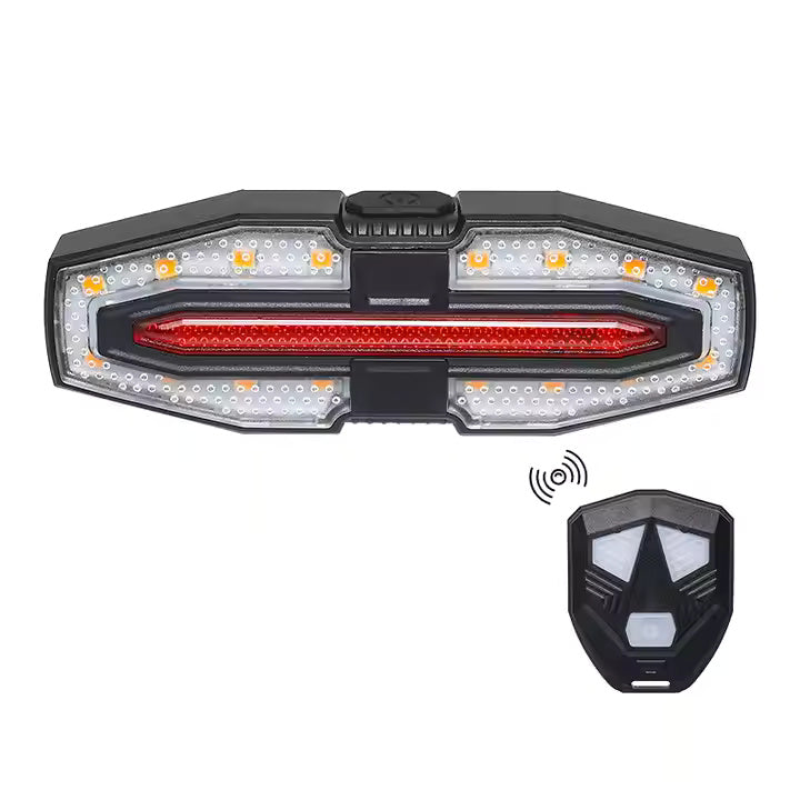 USB Rechargeable Bike Turn Signals Wireless Remote Control Waterproof Rear Light